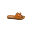 The Too Cute Flat Sandal in Cognac by CORKY'S FOOTWEAR INC features a knotted strap and cushioned comfort, shown as a single flat sandal on a white background.