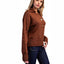 Women's collared knit pullover sweater with partial button-front placket, dropped shoulders and thick ribbed cuffs and hem