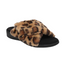 Vionic Relax II Slipper – Leopard & Cream faux fur slide slipper with a black contoured footbed.
