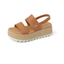 The REEF Water Vista Higher is a brown platform wedge sandal with two wide straps, a slingback, and a thick ridged sole featuring the REEF logo, plus a cushioned footbed for all-day comfort.