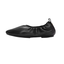 The DELICATO Poise Leather Ballerinas from fit flop feature a black ruched elastic upper, rounded toe, and small back pull tab—combining comfort and effortless style for easy all-day wear.
