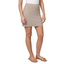 Model wearing the Pine Apparel Skort with Pockets in beige, paired with a white top and tan sandals, against a plain white background.