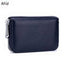 The ACCITY CARD WALLET Anti-Theft Wallet is a compact navy blue leather card holder with a zippered closure and built-in RFID protection for extra security.
