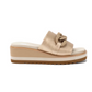 Beige Alora Wedge platform sandal by YELLOW BOX - CIT with a bow detail on the strap for added style.
