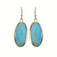 FASHION GO Semi Precious Stone Earrings feature oval-shaped turquoise stones set in gold-tone metal with hook clasps.