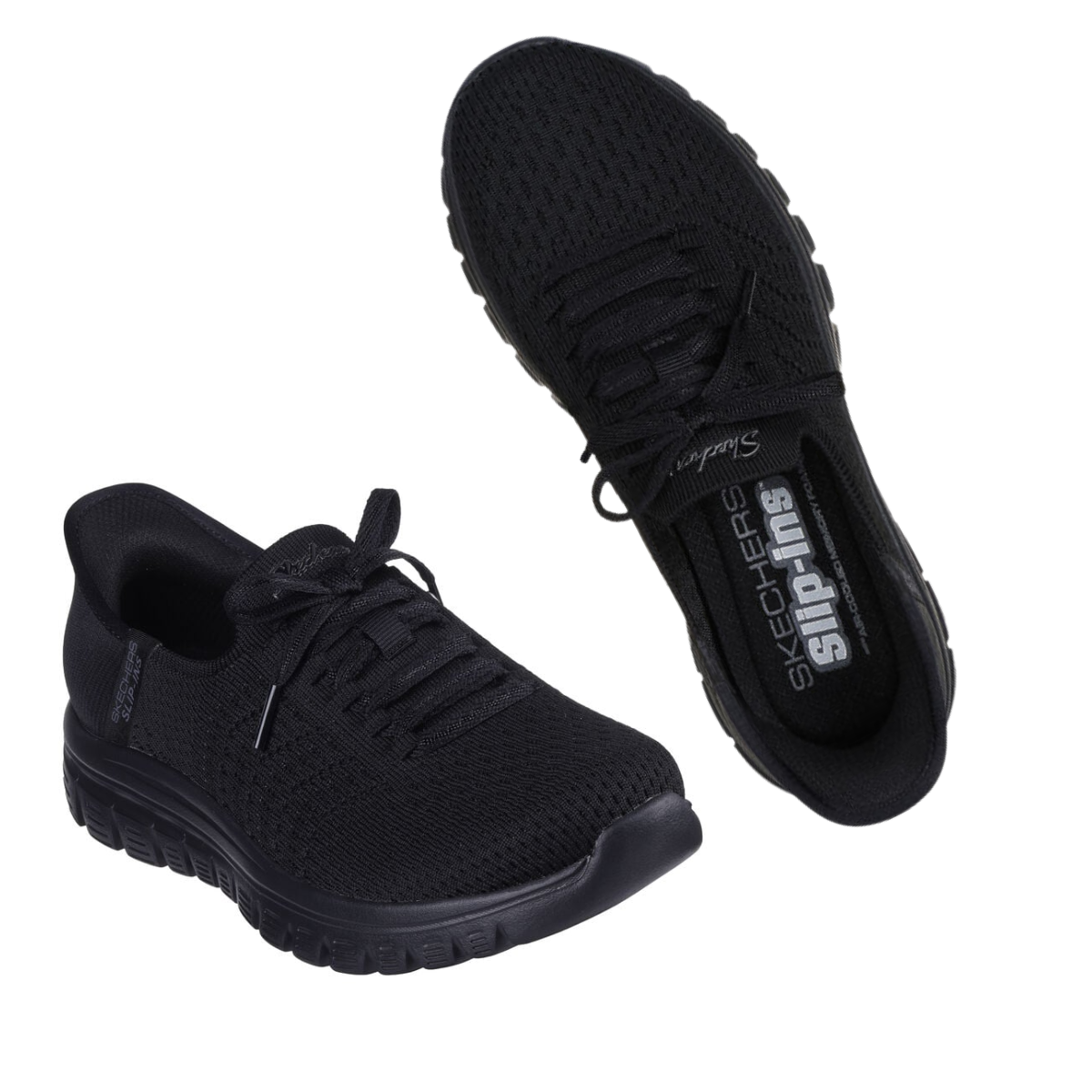 Graceful Slip Ins Tennis Shoe in Black by Skechers