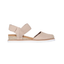 The Skechers Bobs Desert Kiss - Sun Shining by SKECHERS USA INC are beige vegan espadrille sandals with an open toe, elastic ankle strap, woven rope sole detail, and a white ridged outsole—shown in side profile.