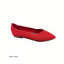 The SUMMER RIO Red Knit Pointed Toe Ballet Flat features a textured knit finish, shown from the back on a white background—ideal for stylish, comfortable women's flats.