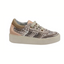 The Sintra Crochet Look Sneaker Pink by Laurevan Shoe Corp is a casual, modern sneaker featuring a crochet-look fabric upper in pink with matching laces and a thick, light-colored rubber sole for comfort.