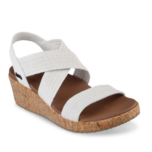 SKECHERS USA INC Beverlee Arch Fit Wedge Sandals in White.