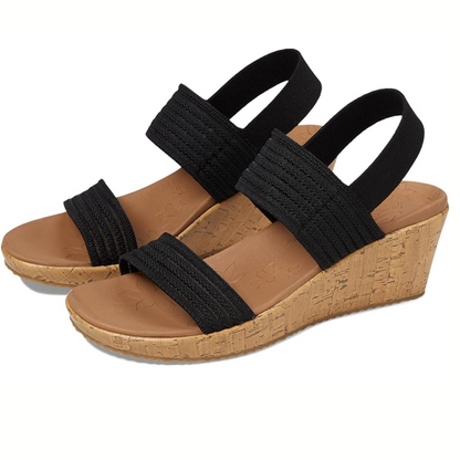 Sheer Luck Wedge sandals by SKECHERS USA INC with a cork heel.