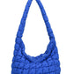 A large blue Puff Quilted Crossbody Shoulder Bag with a handle from FASHION GO.