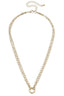Crafted by Canvas Style, the Celia 3-Row Dainty Charm Necklace Base in Shiny Gold features a luxurious 18K gold-plated finish with three delicate layered strands and an adjustable clasp, elegantly highlighted by a central circular charm pendant.