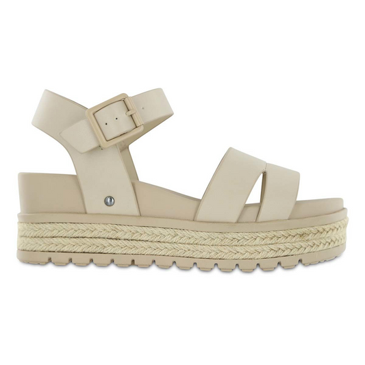 A women's Evana Platform Sandal in Sand by MIA with wide straps, perfect for summer.