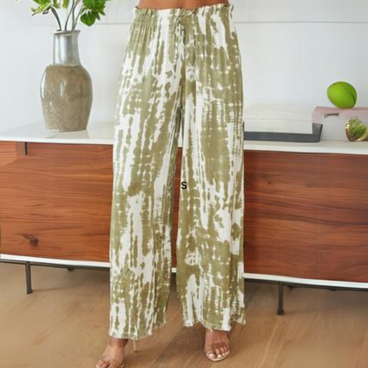 Luxurious Abstract Print Elastic Waist Palazzo Pant by FASHION GO on display in a modern interior setting.