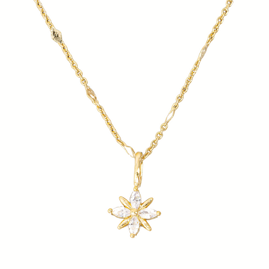FASHION GO Rhinestone Star Pendant Necklace, embellished with small gemstones, isolated on a white background.