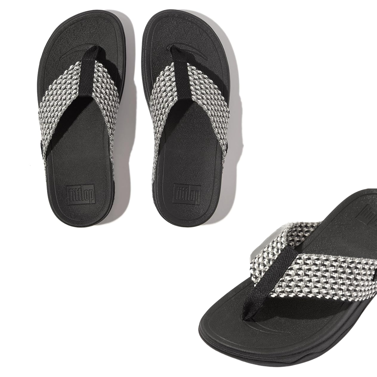 Surfa Flip Flop in Multi tone Black by FIT FLOPS