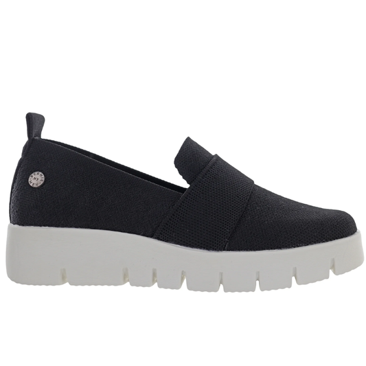 BERNIE MEV LARINI BLACK slip-on sneaker with white sole and elastic strap detail.