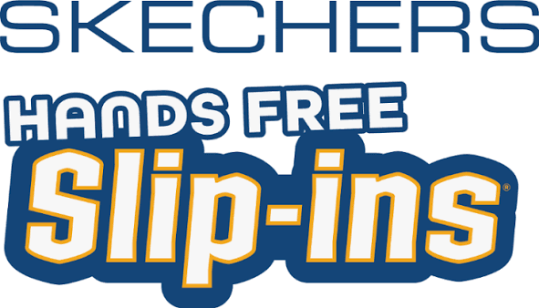 Skechers logo with the text “Hands Free Slip-ins” in bold letters, promoting a specific line of slip-on shoes.