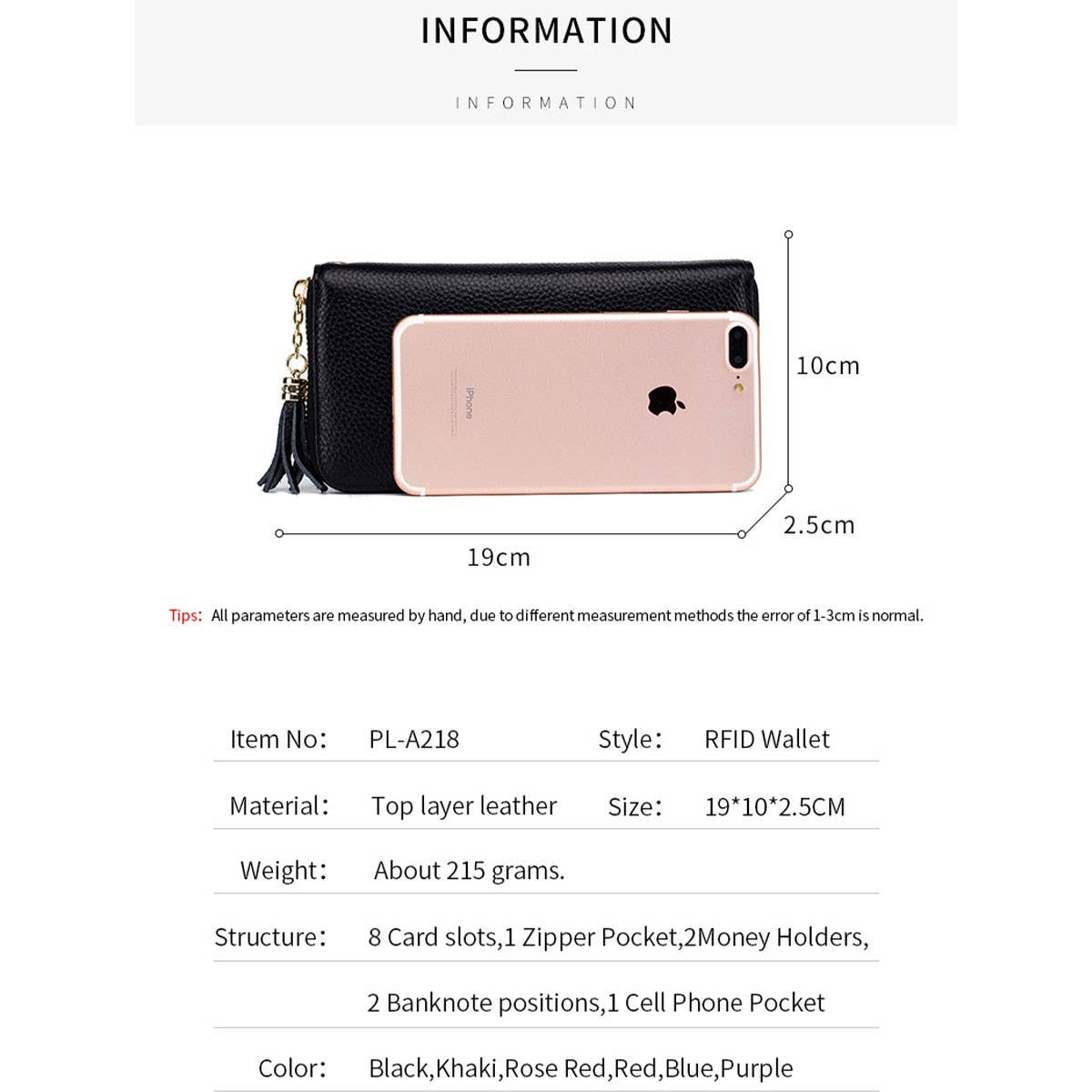 ZIPPER TASSEL ANTI-THEFT BRUSH LEATHER WALLET Secondary image
