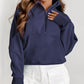 Zip Up Stand Collar Ribbed Thumbhole Sleeve Sweatshirt - 12 colors to choose from