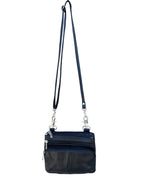Roma Leathers, Inc. 3099 Small Horizontal Crossbody Bag in black cowhide leather featuring spacious compartments and an adjustable shoulder strap.