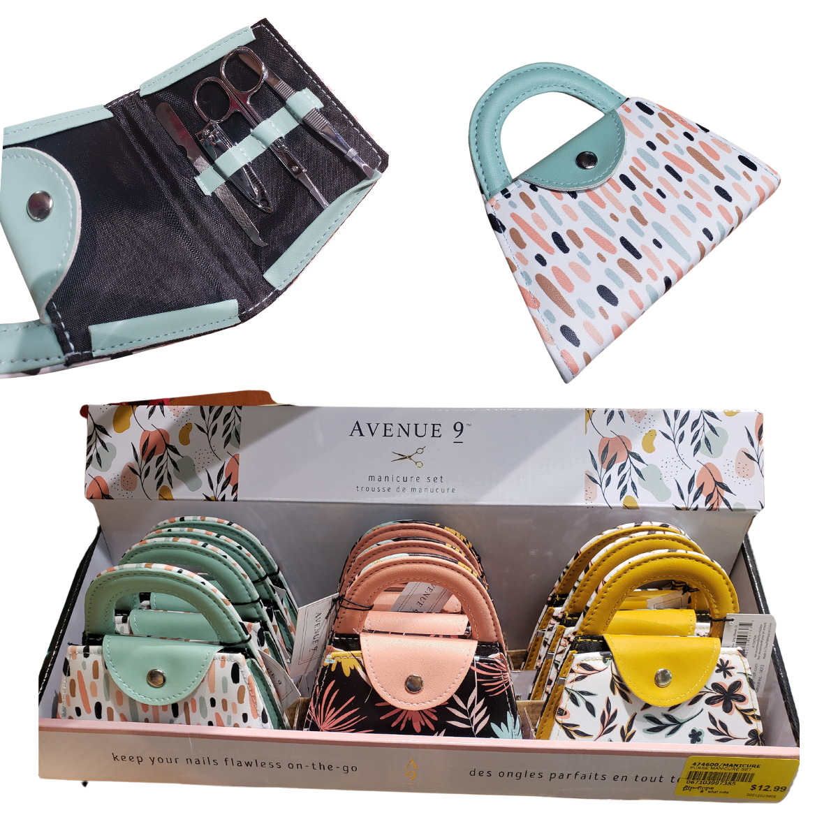 GIFTCRAFT's handbag set with color choice in a display box.