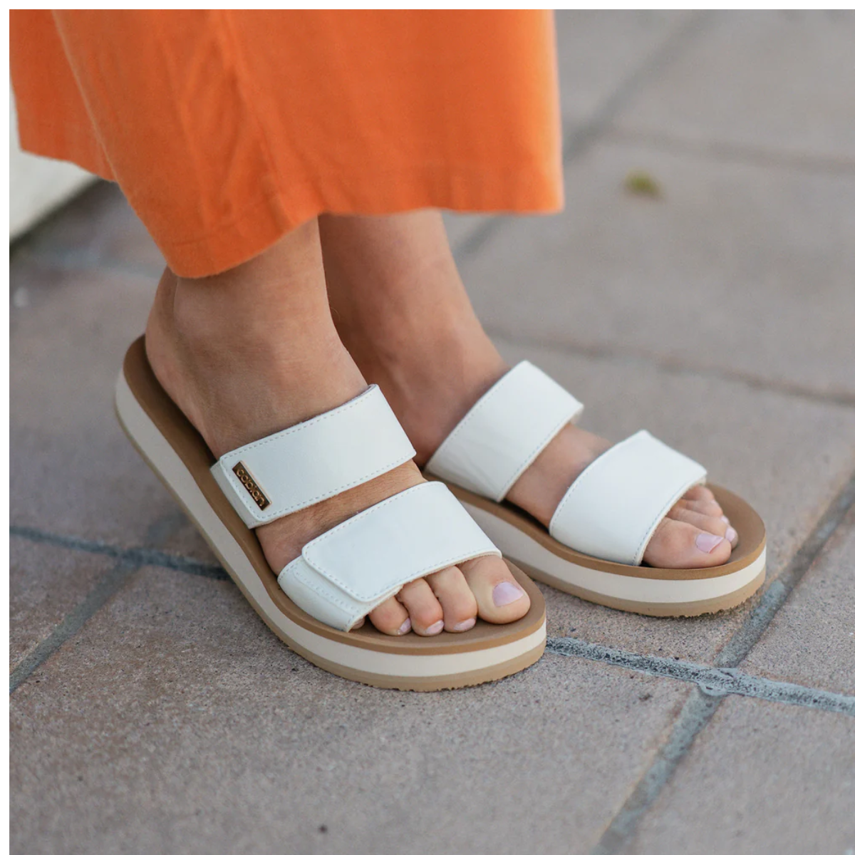 Dana Rise Slide Sandal in White by Cobian Secondary image