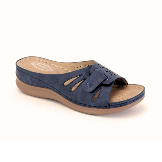 Atalina DW9322 navy slide sandal with  cushioned footbed