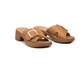 brandy brown slip on sandal with cushioned footbed