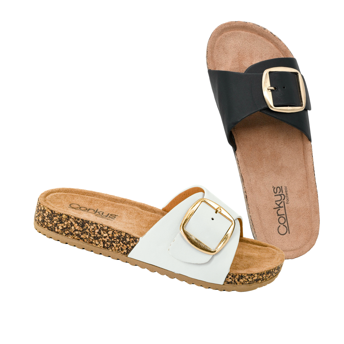 Corky’s Road Trip slide sandal with cork footbed and large buckle strap Main image