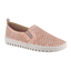 The EASY STREET Fresh Slip On Tennis Shoe in Blush features a lightweight perforated design, comfortable footbed, flexible outsole, and white rubber sole, displayed against a white background.