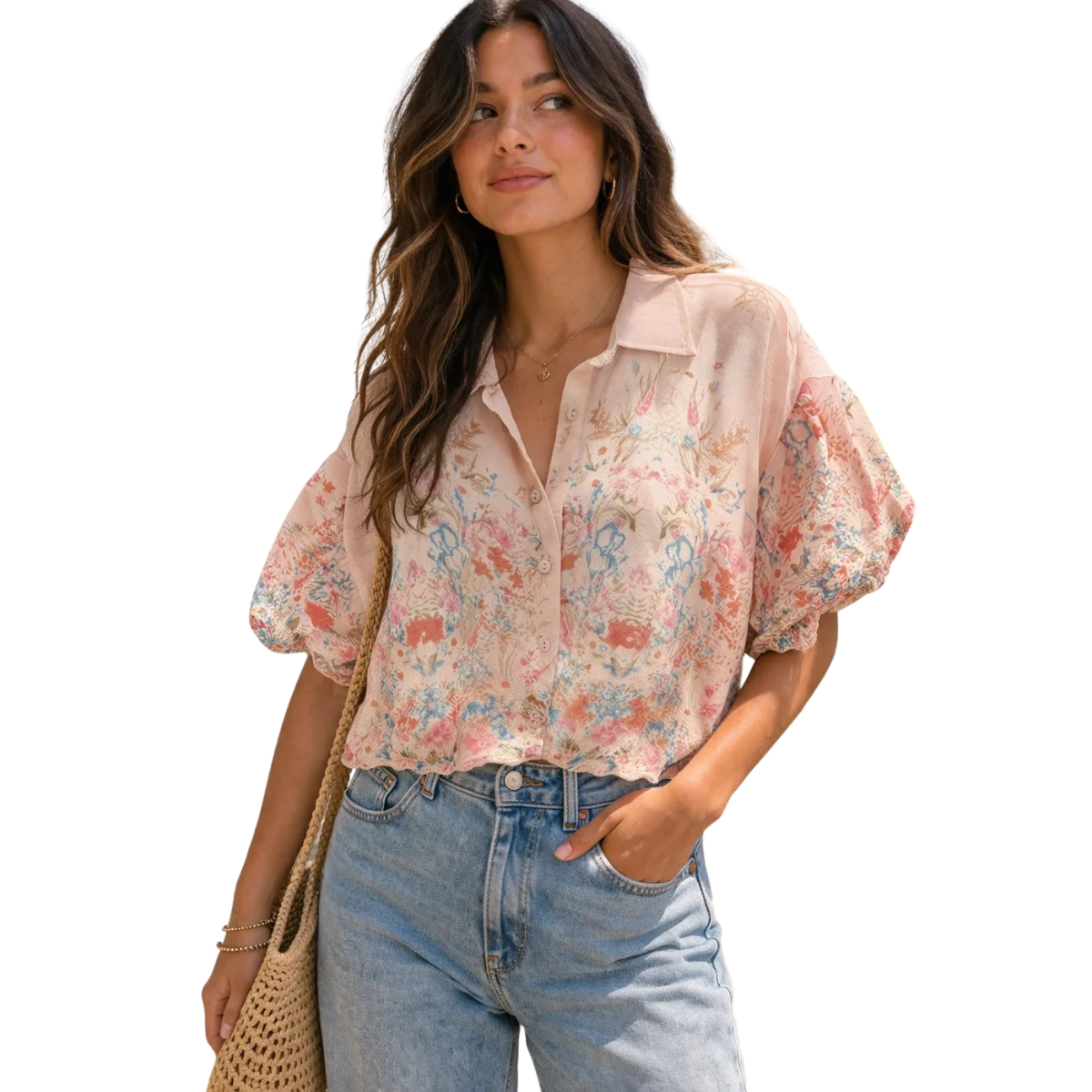 Chiffon Embroisered Button Front Blouse Secondary image