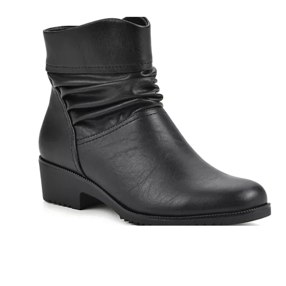 Cliffs by White Mountain Durbon women's ruched ankle bootie with round toe and low block heel Main image