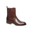 Brown Nevada-2 Mid Shaft Ankle Boot featuring a low block heel, elastic side panels, and a pull tab on the heel.