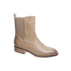 Nevada-2 Mid Shaft Ankle Boot in tan with an elastic side panel and a low block heel.