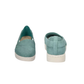 The EASY STREET Easy Street Bugsy Slip On in Turquoise features a padded insole and teal slip-on design, shown with one shoe facing forward and the other displaying the back, both set against a white background.