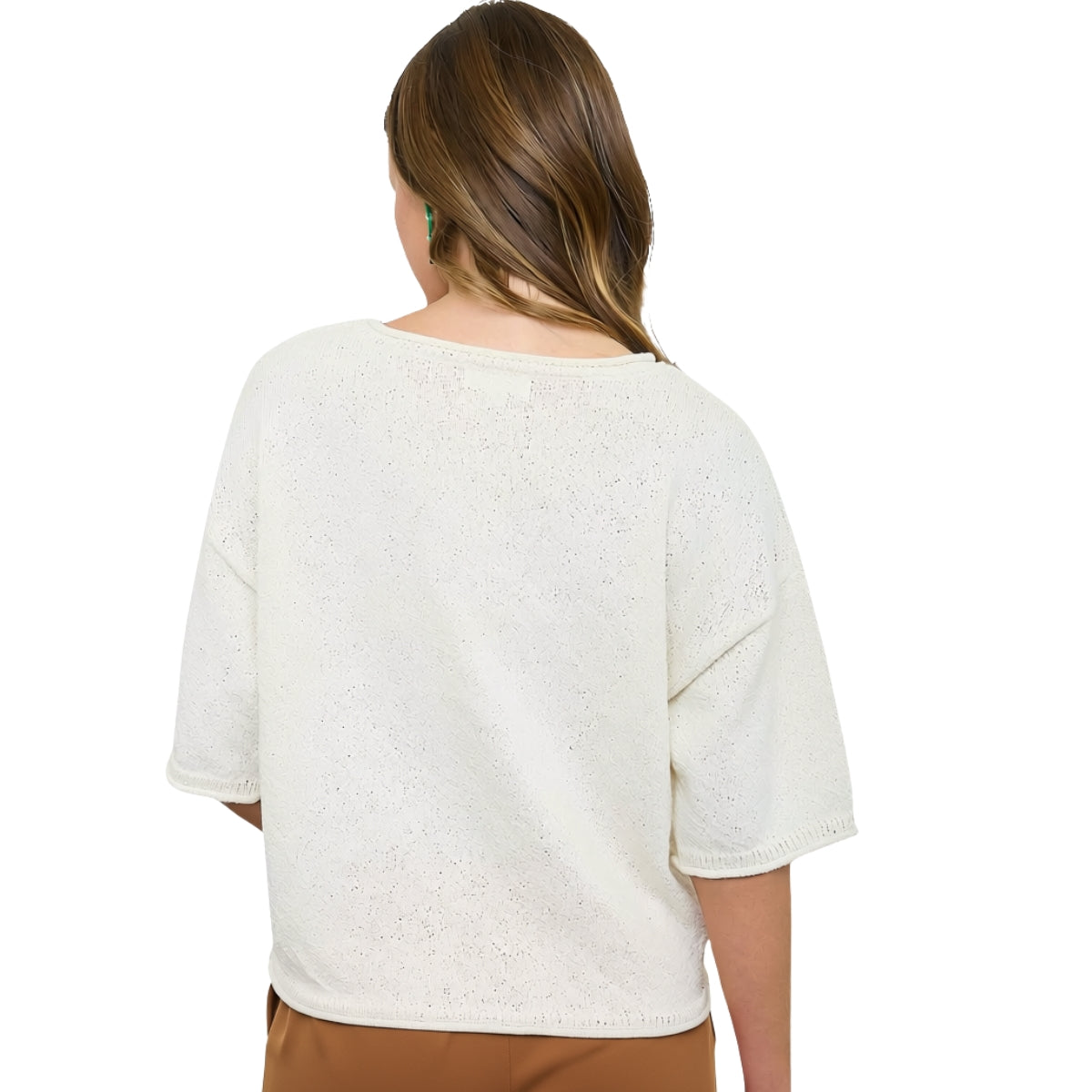 Raw Edge Boxy Short Sleeve Sweater Secondary image