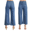 Model wears FASHION GO Cropped Wide Leg Pants with contrast stitching and patch pockets, shown front and back, paired with beige heeled sandals—a chic choice for effortless everyday style.