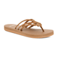 The Lole Brands Yoga Sandy II is a brown flat sandal with multiple thin straps and a toe loop, featuring a yoga mat footbed for supreme comfort, shown on a white background.