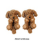 Two pairs of FASHION GO’s Coco the Doodle Animal Slippers—one in a larger adult size and one in a smaller kid size—are shown side by side on a white background. These plush, brown dog-shaped slippers feature non-skid bottoms for safety and are available in both adult and children’s shoe sizes. The text below reads: “ADULT & KID sizes.”.