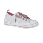 Women's Very G Aman Mary's Version white glitter sneaker with pink accents and sparkling rhinestone laces