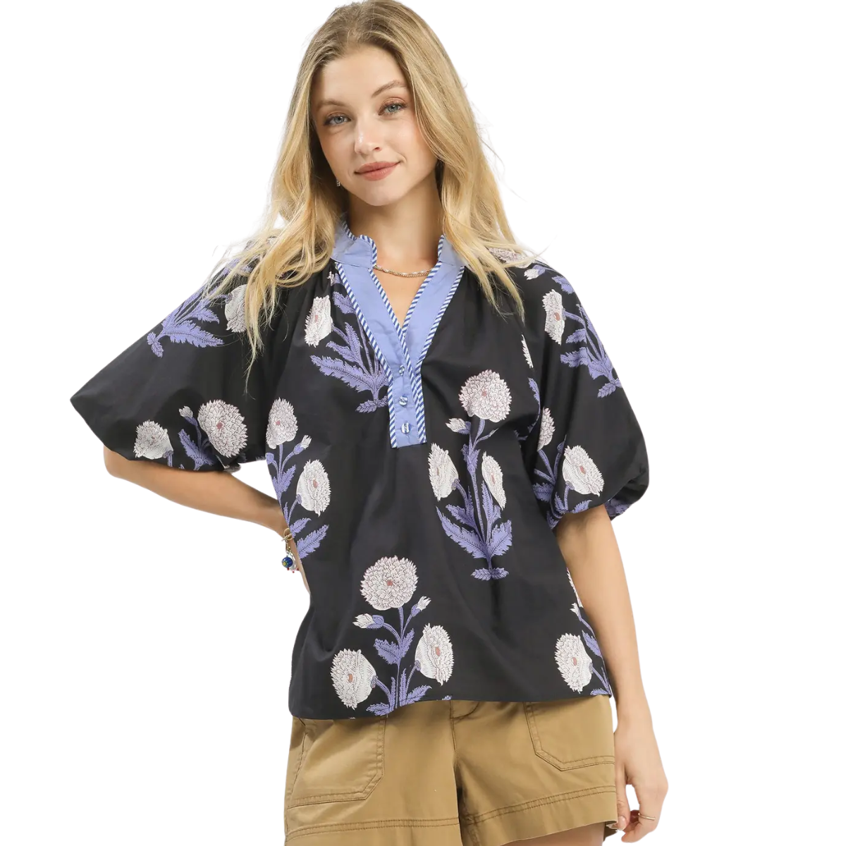 Floral Print V-Neck Top Secondary image