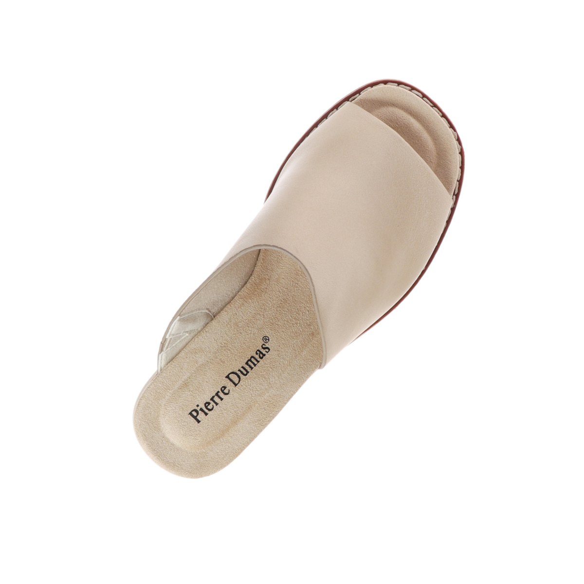 Soft gold open-toe wedge slide sandal with a cushioned footbed, featuring the brand name "OLEM SHOE CORP" — Expand Wedge Slide Sandal.
