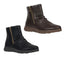 Two pairs of the Good Choice Freemont Side Zip Low Slouched Bootie, one in black and one in brown, both featuring a side zipper and flat rubber soles, are displayed as the perfect casual bootie options on a white background.