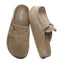 Cassie Penny Loafer Suede Clog by Project Cloud—tan suede slip-on loafers with stitched detailing, built-in arch support for all-day comfort, and “Project Cloud” branding on the insole, displayed against a plain white background.