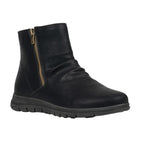 Women's Fremont black ankle bootie with softly slouched upper, side zipper, rounded toe and tonal sole