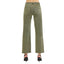 Model shown from the back wearing Fashiongo Tummy Control Mid Rise Ankle Straight Raw Hew Pants in olive green with black heeled sandals against a white background.