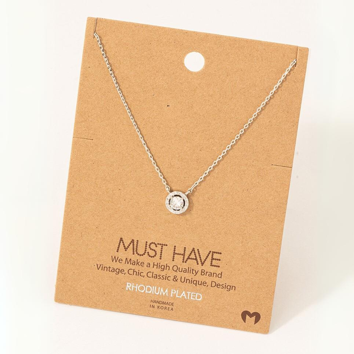Gold Dipped Cubic Zirconia Halo Pendant Necklace Secondary image