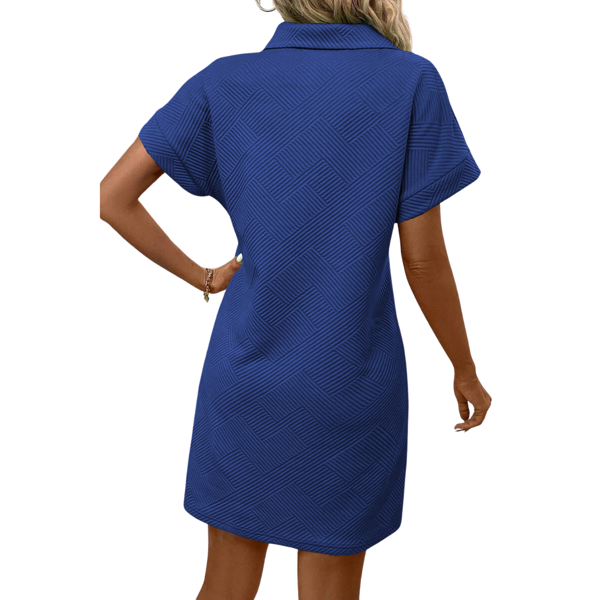 Textured Short Sleeve Shirt Dress Secondary image